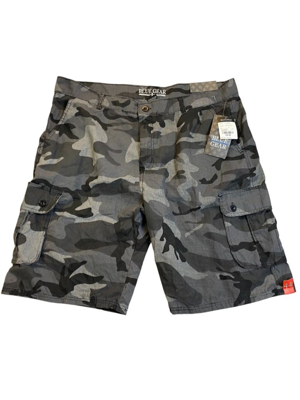 NWT Blue Gear Mens Cargo Shorts Size 44 Gray Black Camo Commando Casual Summer